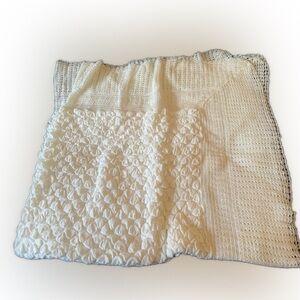 VINTAGE BABY BLANKET CREAMY VANILLA SOFT-AS-BUTTER ca. 1970